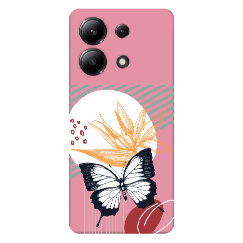 Xiaomi Redmi Note 13 4G Butterfly Lines Pink Colored Silicone TPU Θήκη