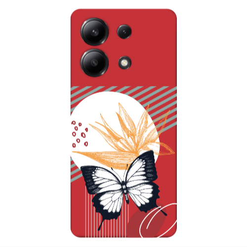 Xiaomi Redmi Note 13 4G Butterfly Lines Red Colored Silicone TPU Θήκη