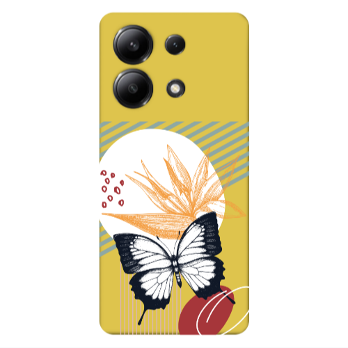 Xiaomi Redmi Note 13 4G Butterfly Lines Yellow Colored Silicone TPU Θήκη