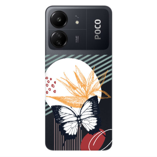 Xiaomi Poco C65 Butterfly Lines Transparent Silicone TPU Θήκη