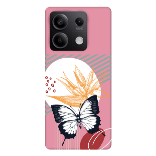 Xiaomi Redmi Note 13Pro 5G Butterfly Lines Pink Colored Silicone TPU Θήκη