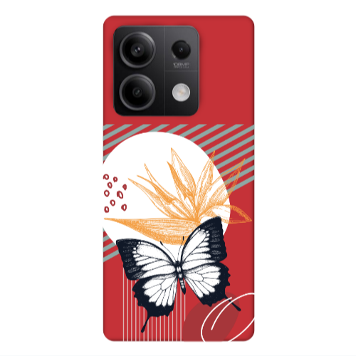 Xiaomi Redmi Note 13Pro 5G Butterfly Lines Red Colored Silicone TPU Θήκη