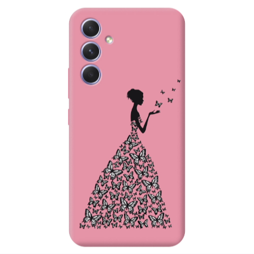 Samsung A56 Butterfly Girl Pink Colored Silicone TPU Θήκη