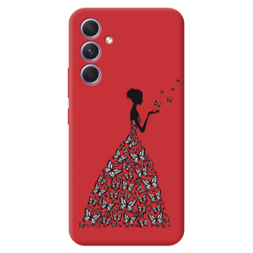 Samsung A56 Butterfly Girl Red Colored Silicone TPU Θήκη