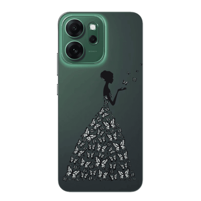 Oppo 14 F Butterfly Girl Transparent Silicone TPU Θήκη