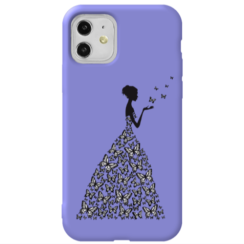 Apple iPhone 11  Butterfly Girl Purple Colored Silicone TPU Θήκη
