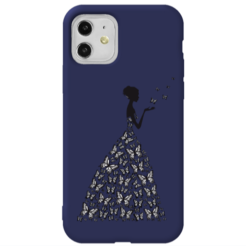 Apple iPhone 11  Butterfly Girl Dark blue Colored Silicone TPU Θήκη
