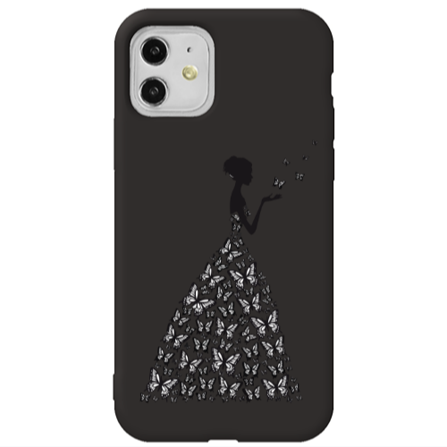 Apple iPhone 11  Butterfly Girl Black Colored Silicone TPU Θήκη