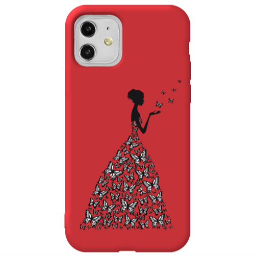 Apple iPhone 11  Butterfly Girl Red Colored Silicone TPU Θήκη
