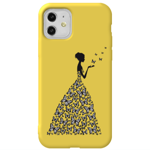 Apple iPhone 11  Butterfly Girl Yellow Colored Silicone TPU Θήκη