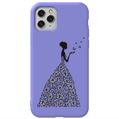 Apple iPhone 11 Pro Butterfly Girl Purple Colored Silicone TPU Θήκη