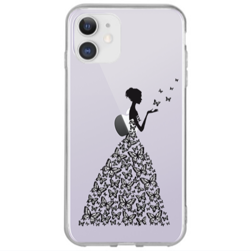 Apple iPhone 12 Butterfly Girl Transparent Silicone TPU Θήκη
