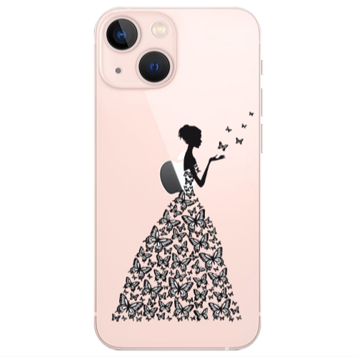 Apple iPhone 13 Butterfly Girl Transparent Silicone TPU Θήκη