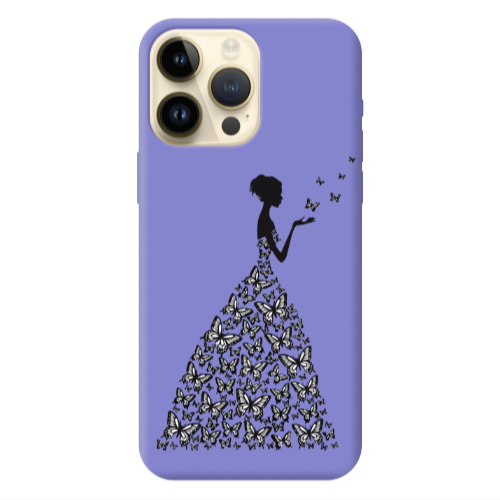Apple iPhone 13 Pro Max Butterfly Girl Purple Colored Silicone TPU Θήκη