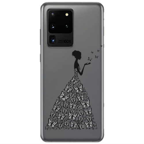 Samsung S20 Ultra Butterfly Girl Transparent Silicone TPU Θήκη