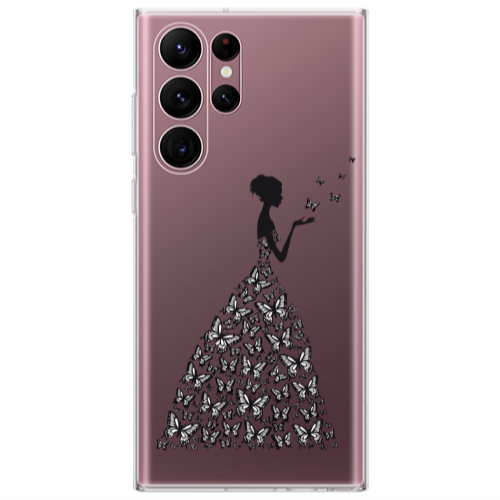 Samsung S22 Ultra Butterfly Girl Transparent Silicone TPU Θήκη