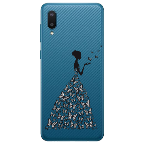 Samsung A02 Butterfly Girl Transparent Silicone TPU Θήκη