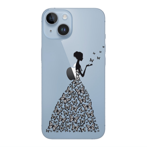 Apple iPhone 14  Butterfly Girl Transparent Silicone TPU Θήκη