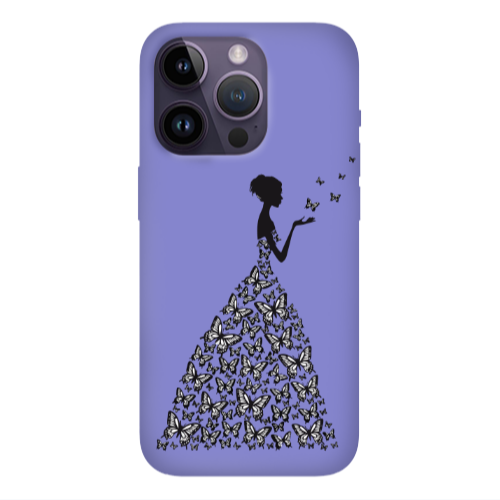 Apple iPhone 14 Pro  Butterfly Girl Purple Colored Silicone TPU Θήκη