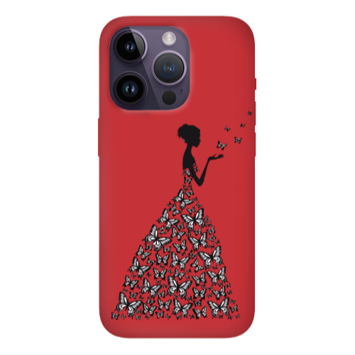 Apple iPhone 14 Pro  Butterfly Girl Red Colored Silicone TPU Θήκη