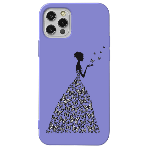 Apple iPhone 13 Pro Butterfly Girl Purple Colored Silicone TPU Θήκη