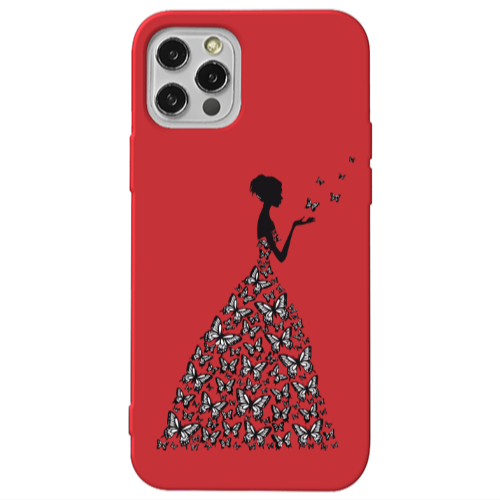 Apple iPhone 13 Pro Butterfly Girl Red Colored Silicone TPU Θήκη