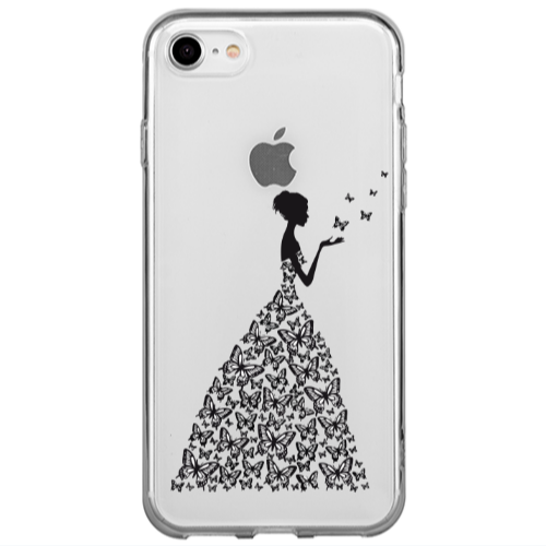 Apple iPhone 7 Butterfly Girl Transparent Silicone TPU Θήκη
