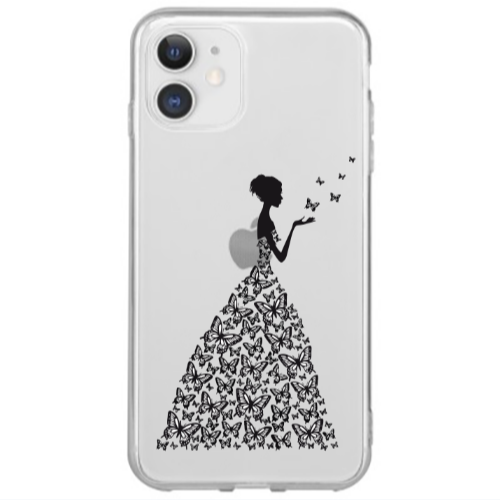Apple iPhone 12 Mini Butterfly Girl Transparent Silicone TPU Θήκη