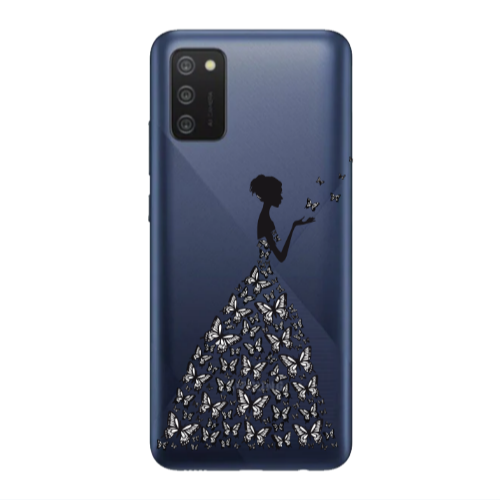Samsung A03S Butterfly Girl Transparent Silicone TPU Θήκη