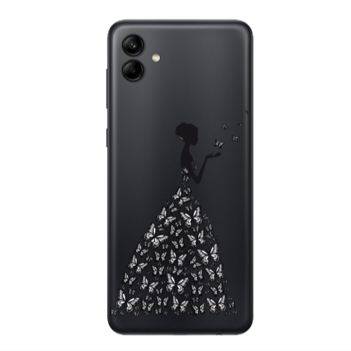 Samsung A04 Butterfly Girl Transparent Silicone TPU Θήκη