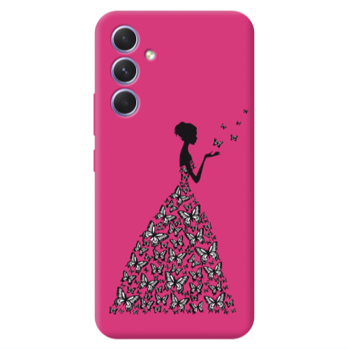 Samsung A54 Butterfly Girl Fuchsia Colored Silicone TPU Θήκη