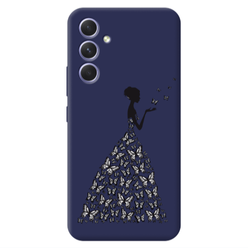Samsung A54 Butterfly Girl Dark blue Colored Silicone TPU Θήκη