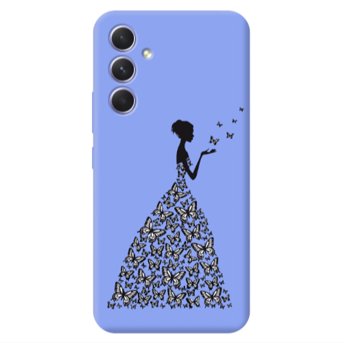 Samsung A54 Butterfly Girl Light Purple Colored Silicone TPU Θήκη