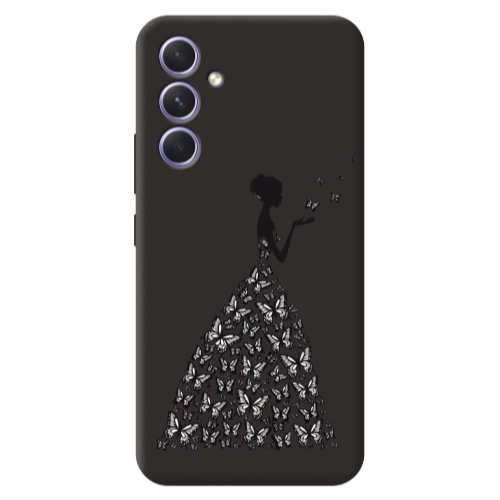 Samsung A54 Butterfly Girl Black Colored Silicone TPU Θήκη