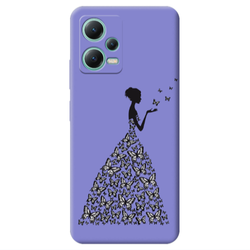 Xiaomi Redmi Note 12 Pro 5G Butterfly Girl Purple Colored Silicone TPU Θήκη