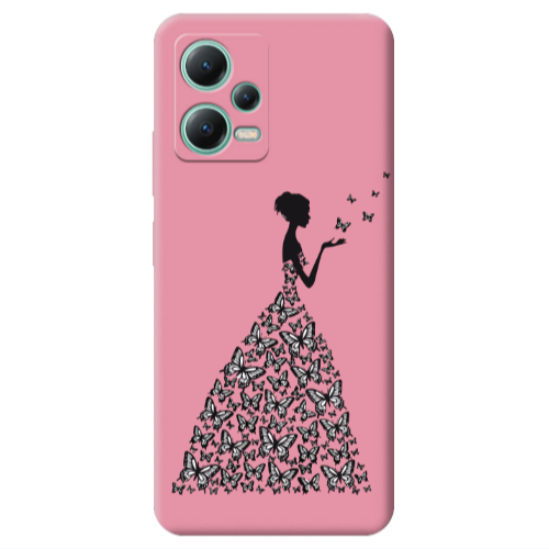 Xiaomi Redmi Note 12 Pro 5G Butterfly Girl Pink Colored Silicone TPU Θήκη