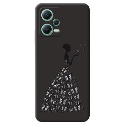 Xiaomi Redmi Note 12 Pro 5G Butterfly Girl Black Colored Silicone TPU Θήκη