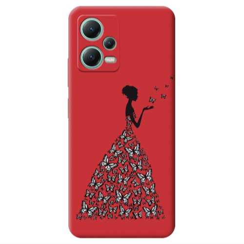Xiaomi Redmi Note 12 Pro 5G Butterfly Girl Red Colored Silicone TPU Θήκη