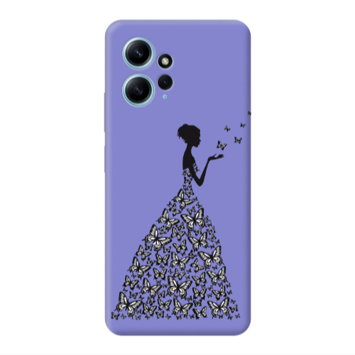 Xiaomi Redmi Note 12 4G Butterfly Girl Purple Colored Silicone TPU Θήκη