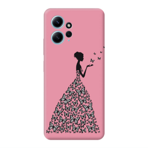 Xiaomi Redmi Note 12 4G Butterfly Girl Pink Colored Silicone TPU Θήκη
