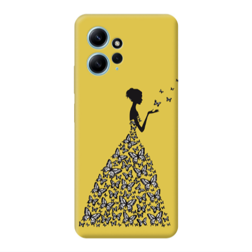Xiaomi Redmi Note 12 4G Butterfly Girl Yellow Colored Silicone TPU Θήκη