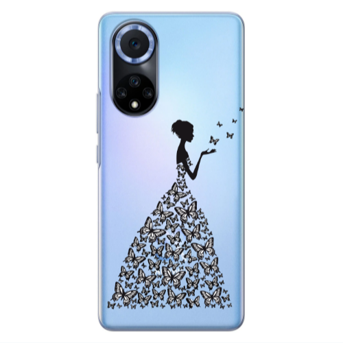 Huawei Nova 9 Butterfly Girl Transparent Silicone TPU Θήκη