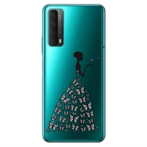 Huawei P Smart 2021 Butterfly Girl Transparent Silicone TPU Θήκη