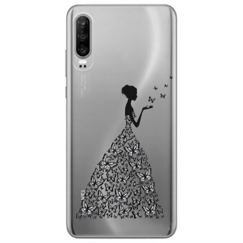 Huawei P30 Butterfly Girl Transparent Silicone TPU Θήκη