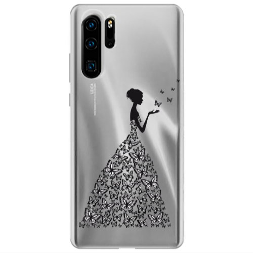 Huawei P30 Pro Butterfly Girl Transparent Silicone TPU Θήκη