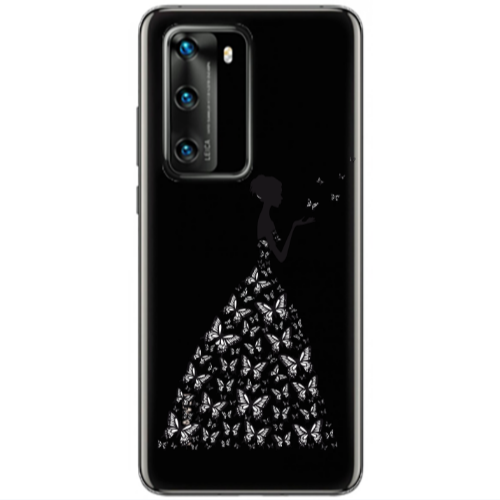 Huawei P40 Butterfly Girl Transparent Silicone TPU Θήκη