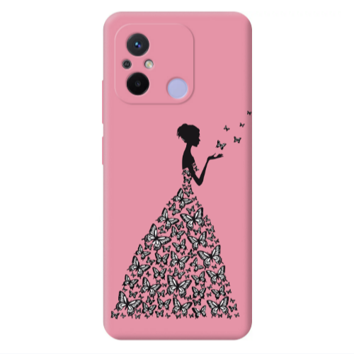 Xiaomi Redmi 12C Butterfly Girl Pink Colored Silicone TPU Θήκη