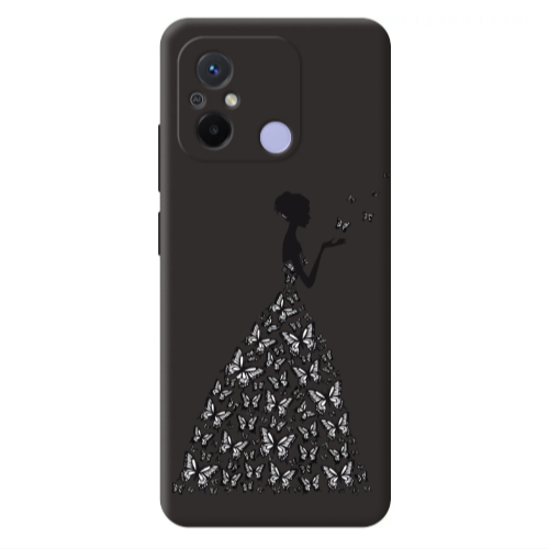 Xiaomi Redmi 12C Butterfly Girl Black Colored Silicone TPU Θήκη