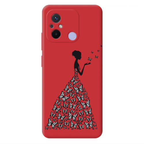 Xiaomi Redmi 12C Butterfly Girl Red Colored Silicone TPU Θήκη