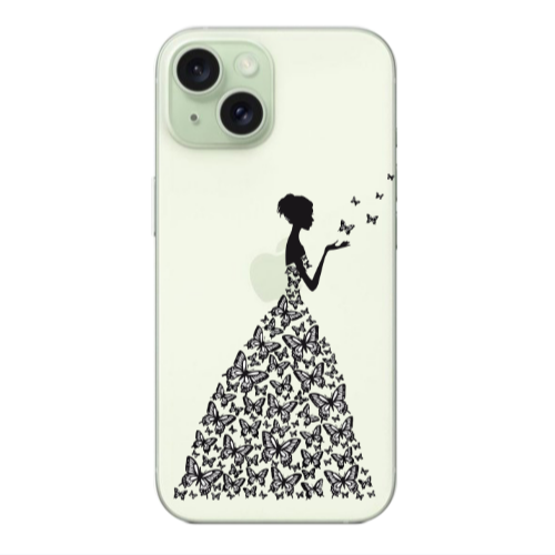 Apple iPhone 15 Plus Butterfly Girl Transparent Silicone TPU Θήκη